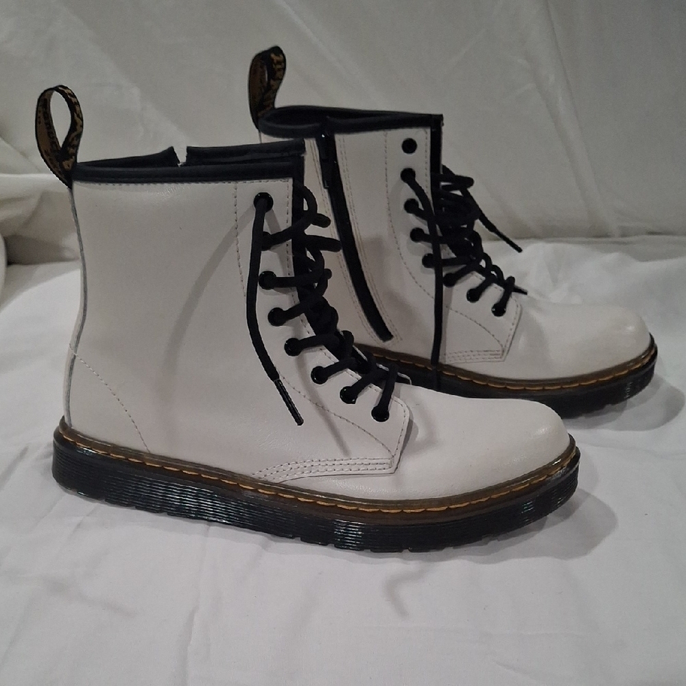 Dr. Martens White and Black Combat Boots